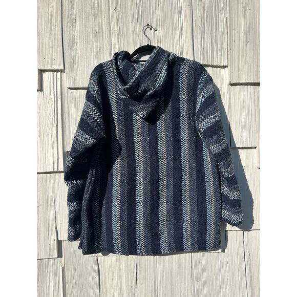 Baja Joe Blue Plaid Jerga‎ Mexican Hoodie XXL - Picture 5 of 6